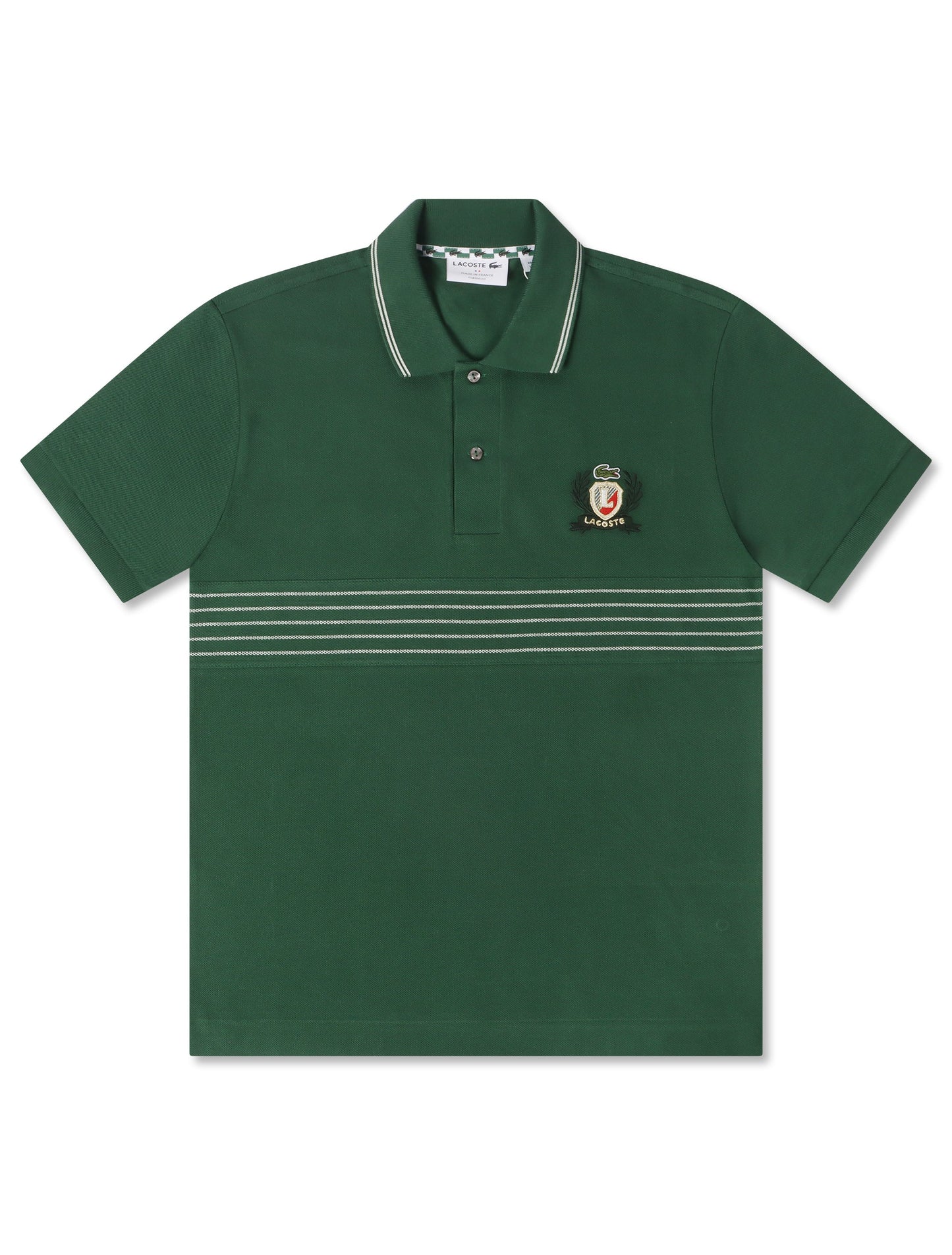 Lacoste Classic Fit Embroidered Shield Polo - Green Denim Exchange