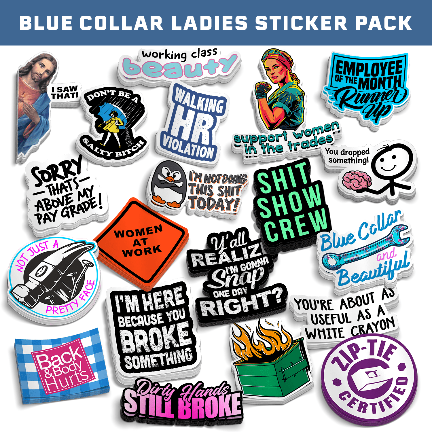 Ladies Blue Collar Sticker Pack Armed American Supply