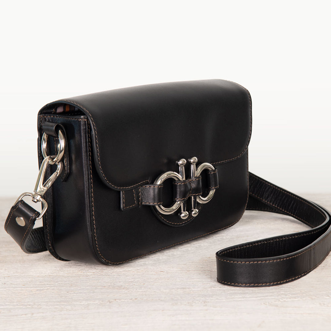 Lana - Horse Bit Crossbody Luxury Leather Bag in Black Urban-Equestrian