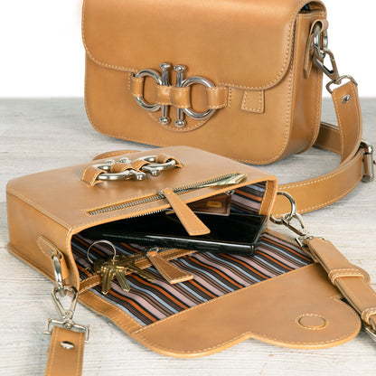 Lana - Horse Bit Crossbody Luxury Leather Bag in Caramel Urban-Equestrian
