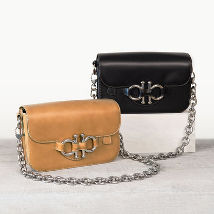 Lana - Horse Bit Crossbody Luxury Leather Bag in Caramel Urban-Equestrian