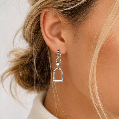 Langley - Equestrian Riding Stirrup Earring in Silver Urban-Equestrian