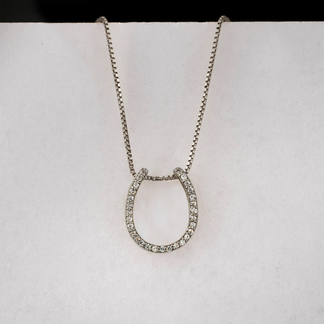Levade -Moissanite Horseshoe Equestrian Necklace in Silver Urban-Equestrian