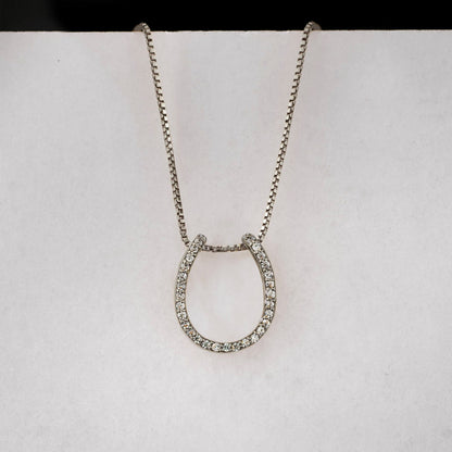 Levade -Moissanite Horseshoe Equestrian Necklace in Silver Urban-Equestrian