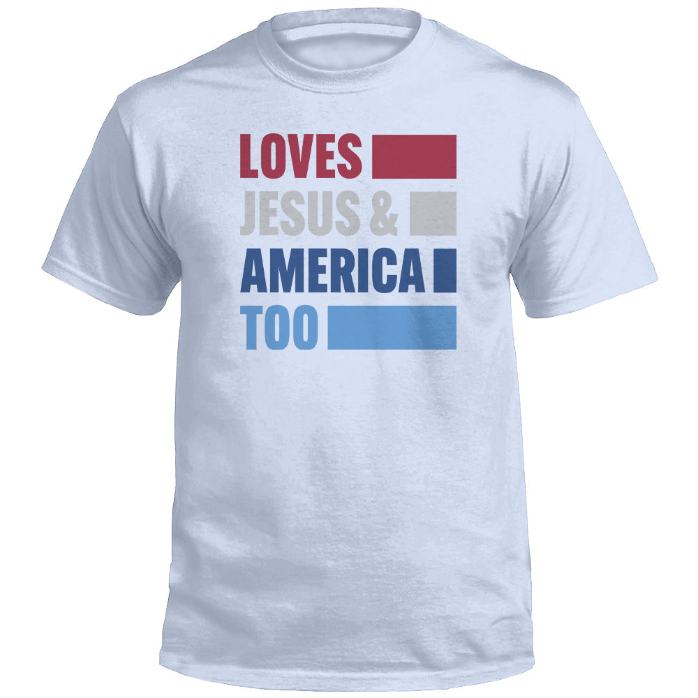 Loves Jesus & America Too Bold (Front) Shield Republic
