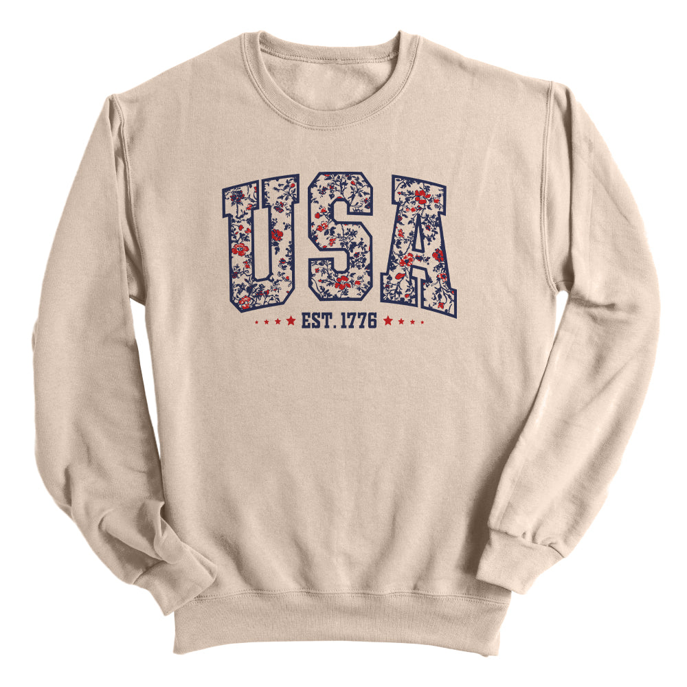 USA Floral Est 1776 (Front) Shield Republic