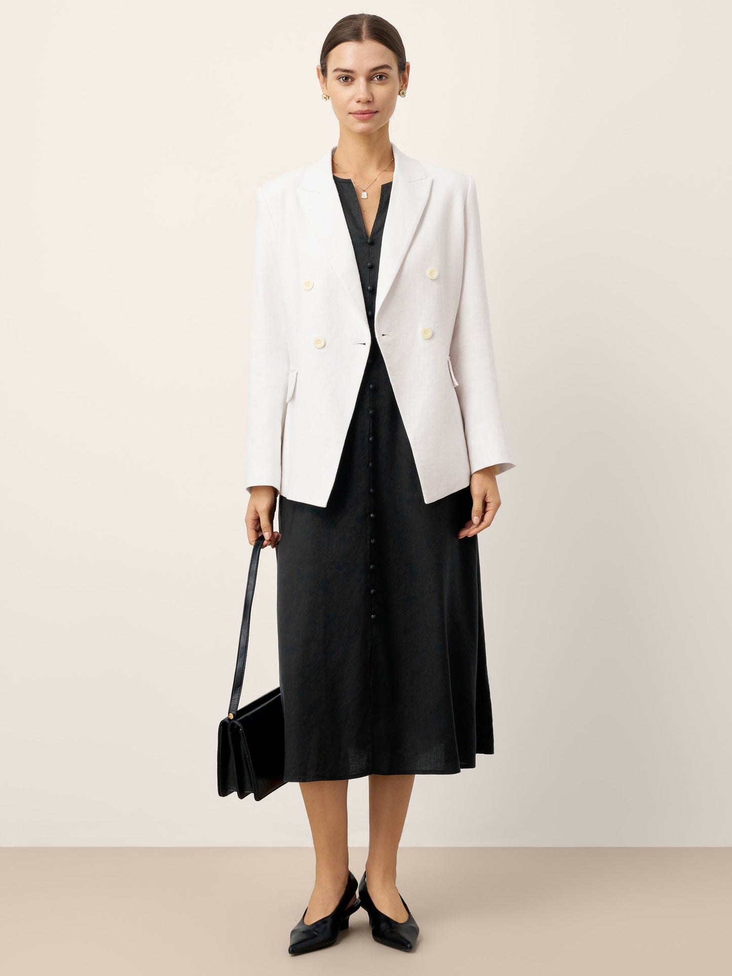 Linen-Lyocell V-Neck Sleeveless Maxi Dress WILLOW LINTICO
