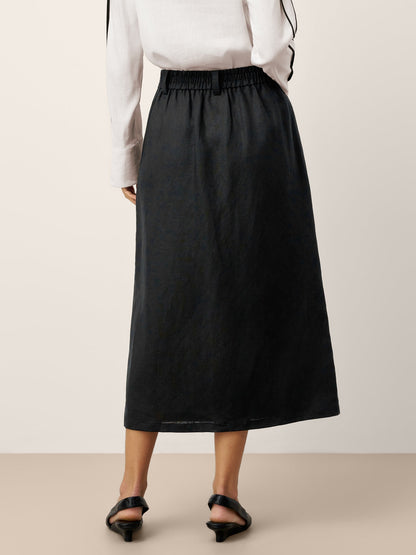 Linen-Lyocell Patch Pocket Placket Skirt LYRA