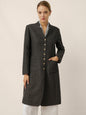 Linen Mandarin Collar Button-Up Long Shirt Jacket JORDAN
