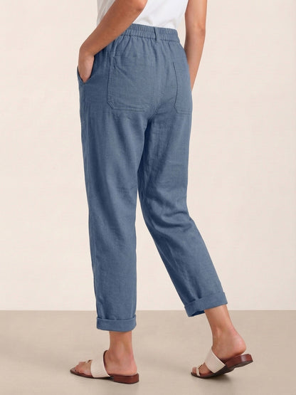 Linen Simple Button Fly Trousers HEIDI LINTICO