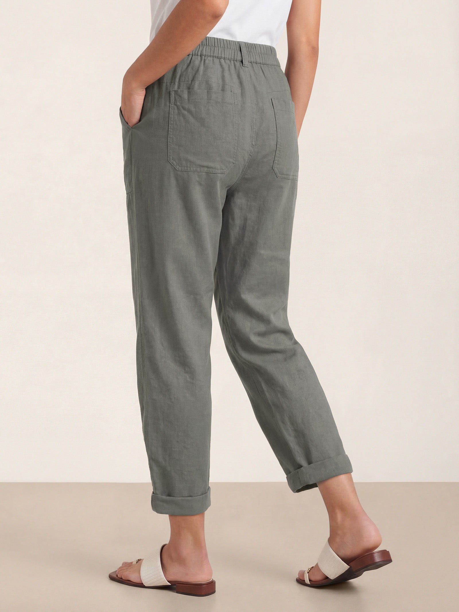 Linen Simple Button Fly Trousers HEIDI LINTICO
