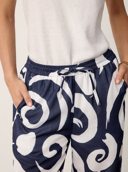 Linen Abstract-Print Straight-Leg Pants ORLA LINTICO