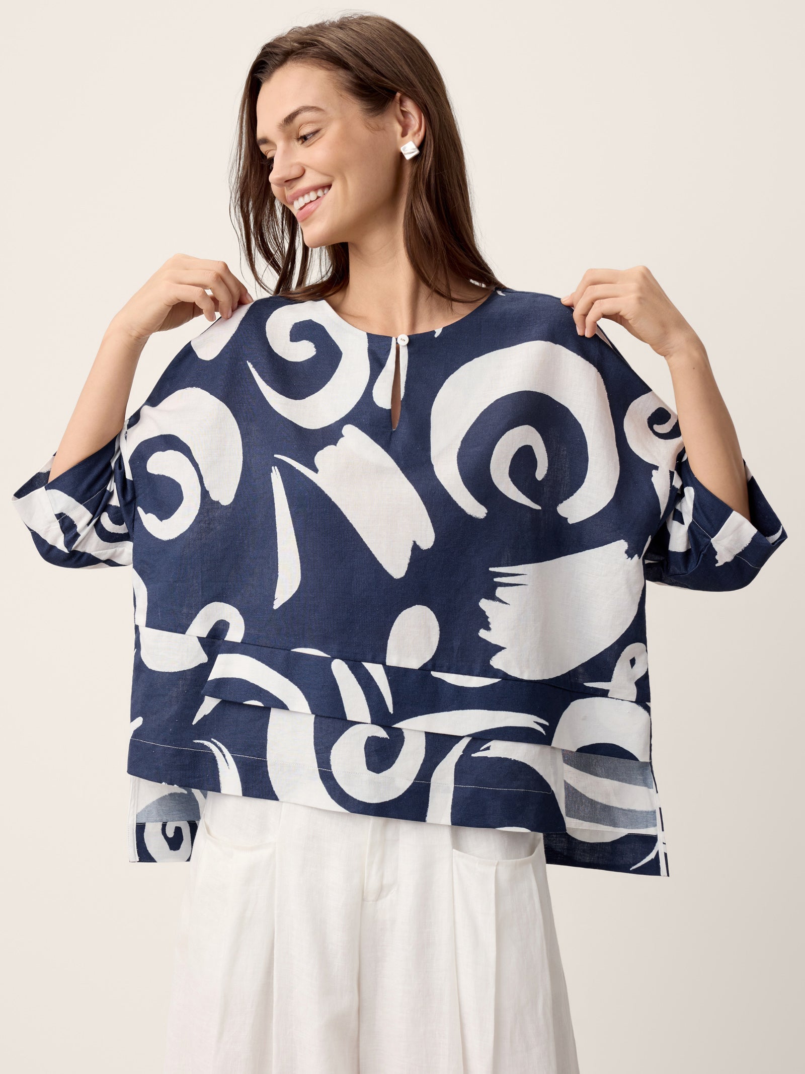 Linen Layered Asymmetric Top NOREEN LINTICO