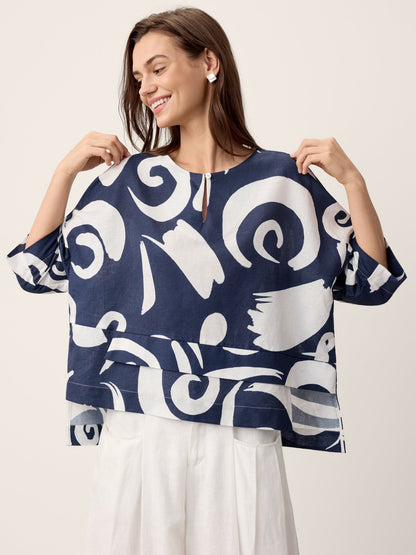 Linen Layered Asymmetric Top NOREEN LINTICO