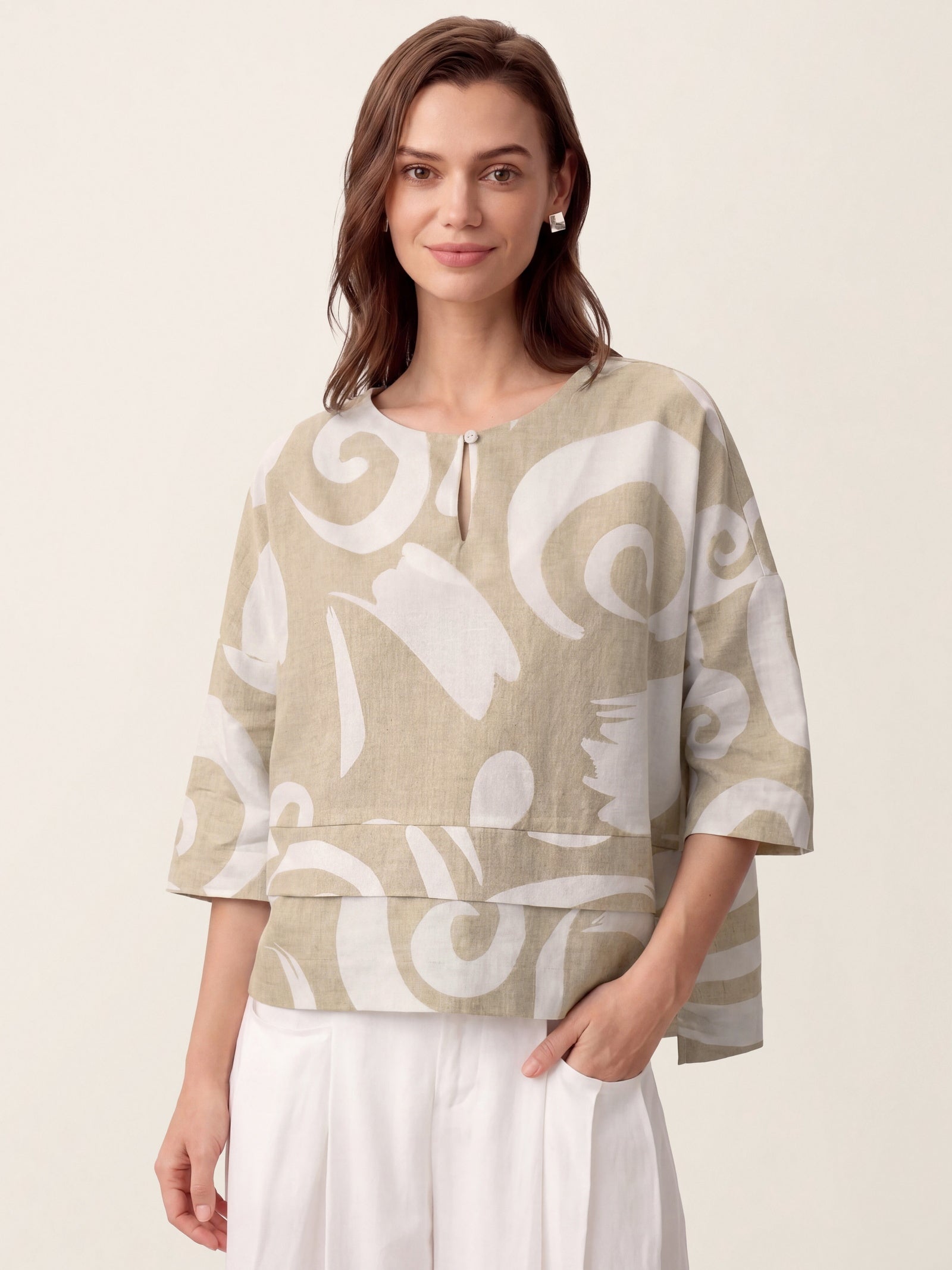 Linen Layered Asymmetric Top NOREEN LINTICO