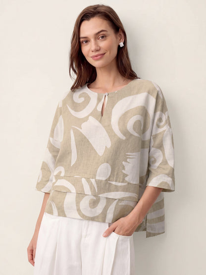 Linen Layered Asymmetric Top NOREEN LINTICO