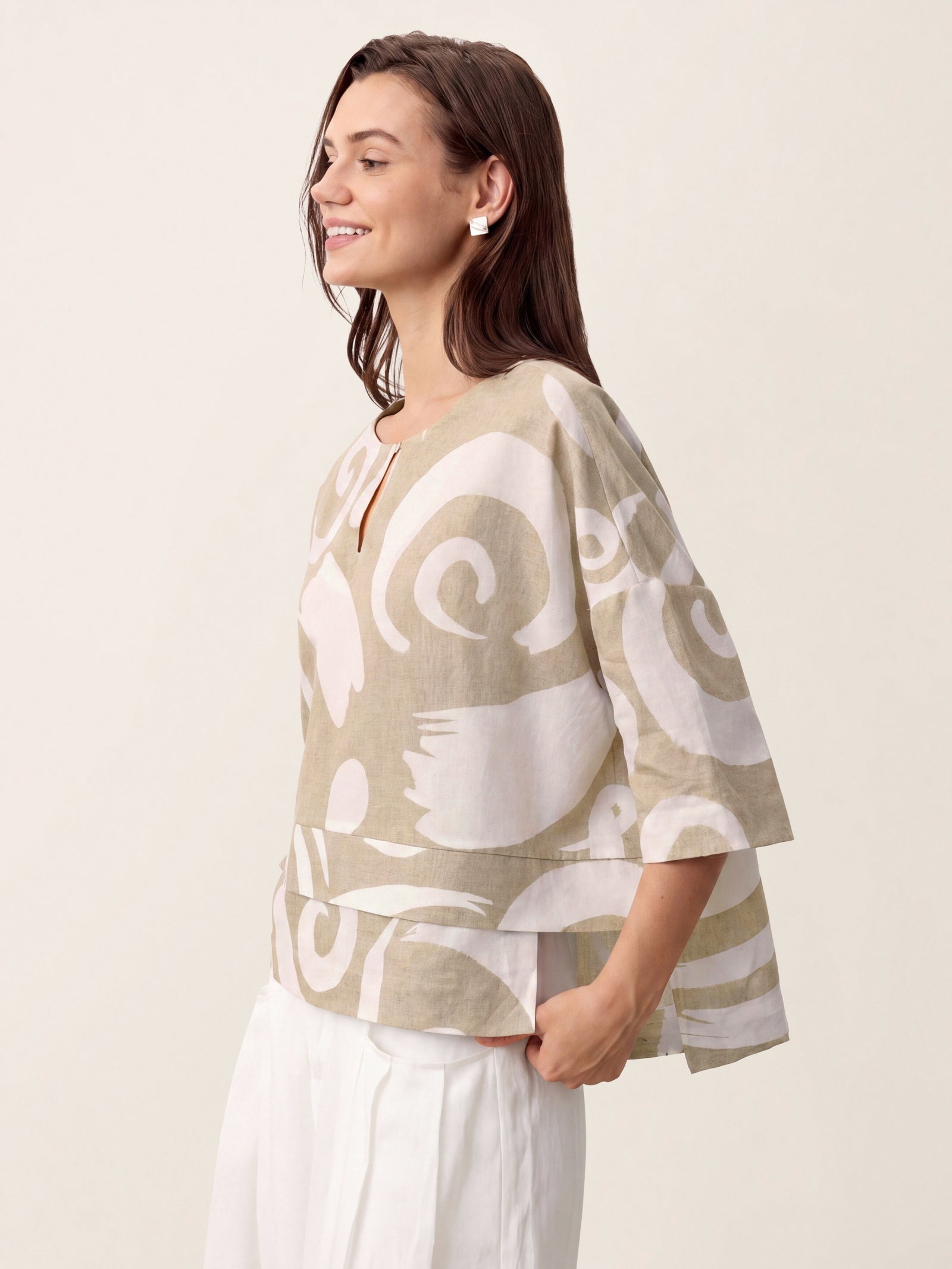 Linen Layered Asymmetric Top NOREEN LINTICO