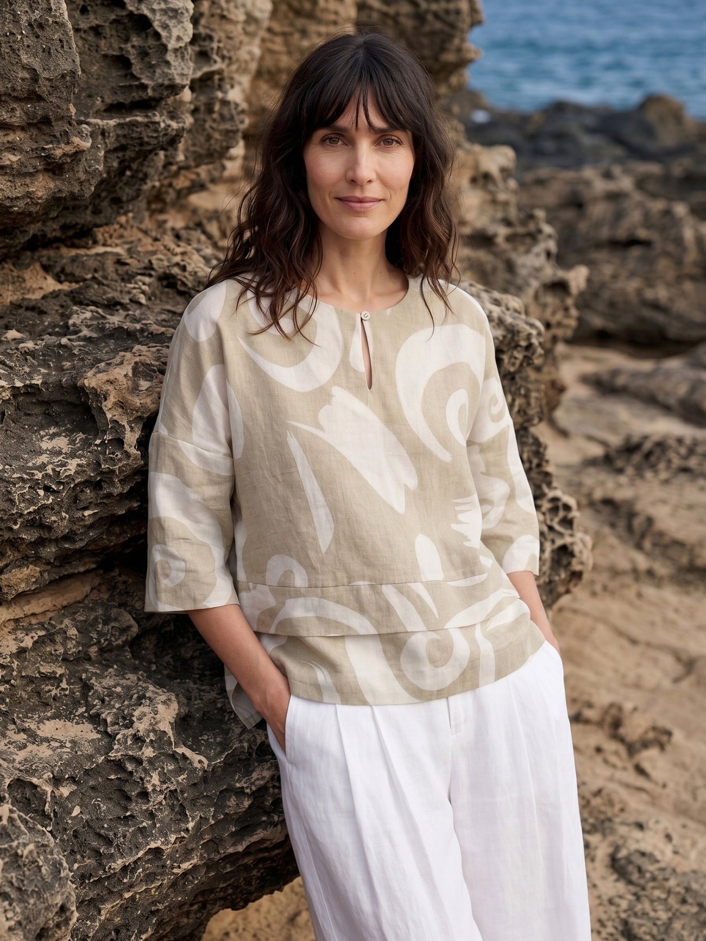 Linen Layered Asymmetric Top NOREEN LINTICO