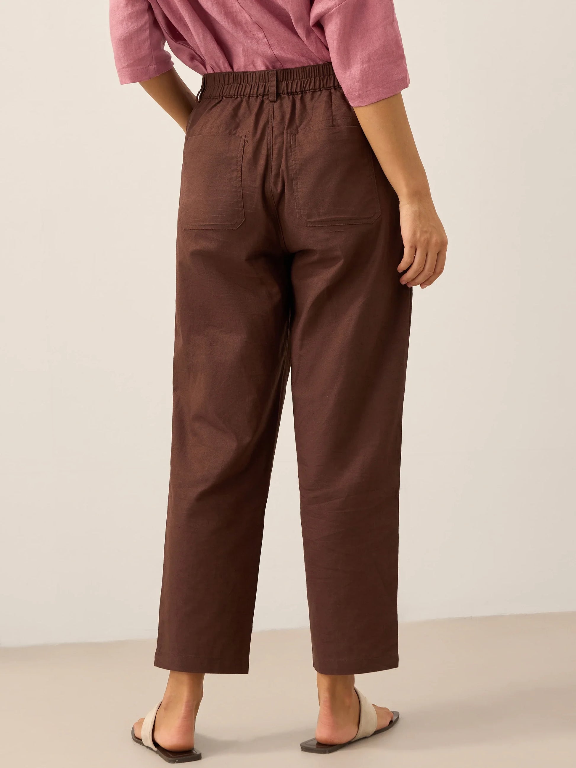 Linen Simple Button Fly Trousers HEIDI LINTICO