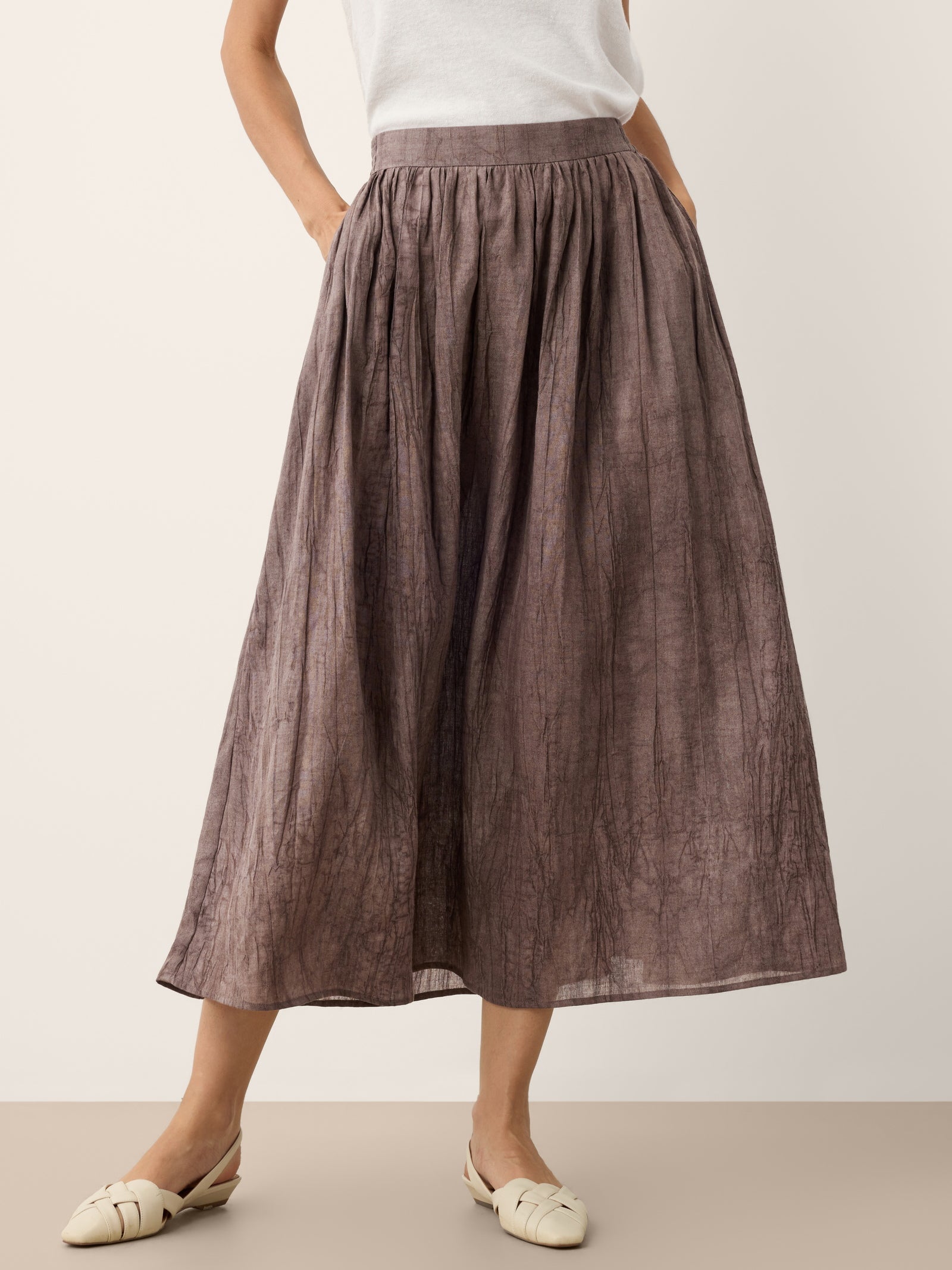 Lyocell Textured Pleated Waist Skirt ROSAMUND LINTICO