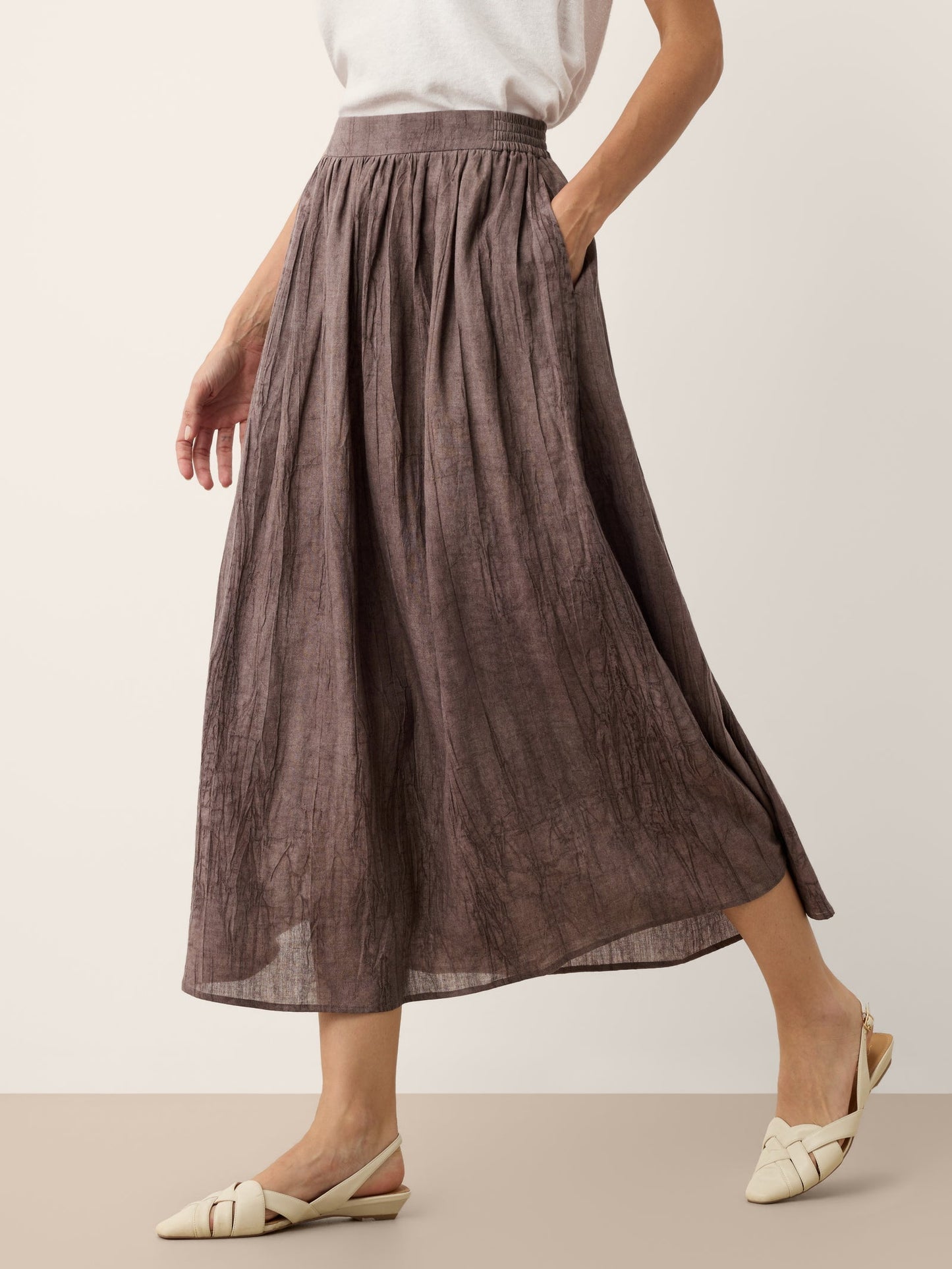 Lyocell Textured Pleated Waist Skirt ROSAMUND LINTICO
