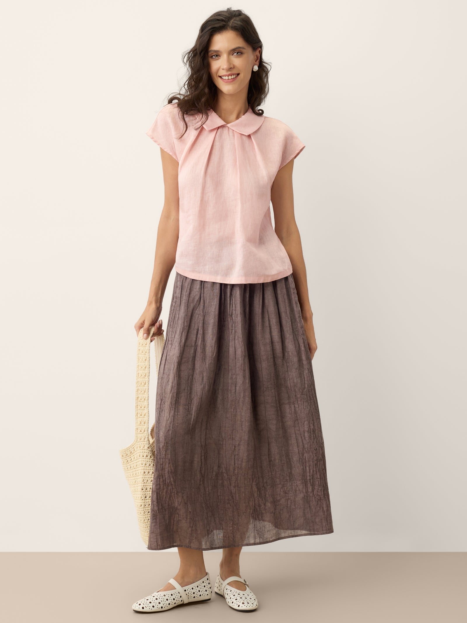 Lyocell Textured Pleated Waist Skirt ROSAMUND LINTICO