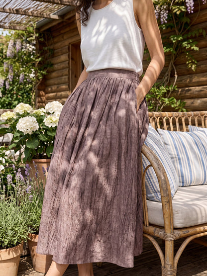 Lyocell Textured Pleated Waist Skirt ROSAMUND LINTICO