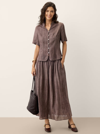 Lyocell Textured Stand Collar Shirt Jacket PHILIPPA LINTICO