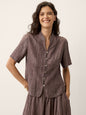 Lyocell Textured Stand Collar Shirt Jacket PHILIPPA LINTICO