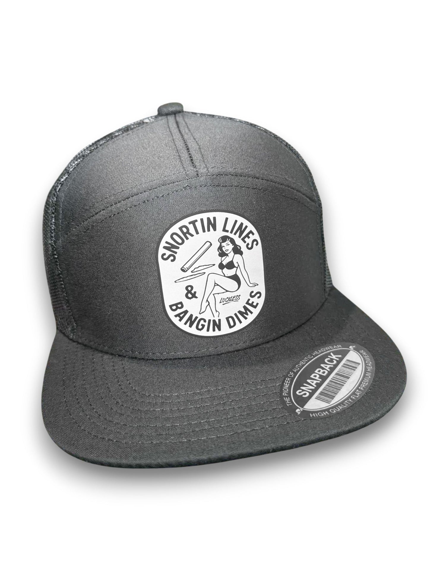 Lines and Dimes 7 Panel Snapback Hat Luckless Outfitters
