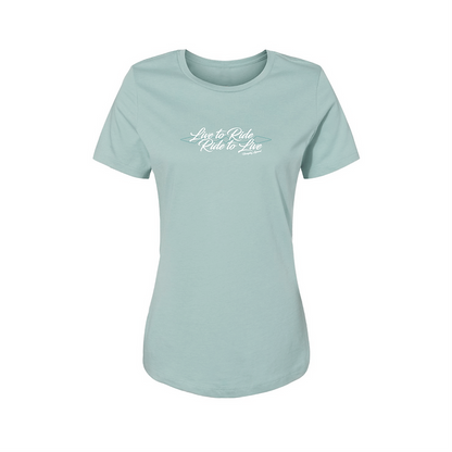 Live to Ride Tee: Sea Spray Blue (Ladies) Horseplay Apparel