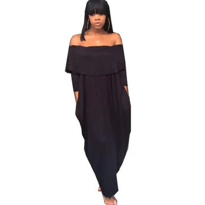 Off-Shoulder Ruffled Long Sleeve Dress for Women