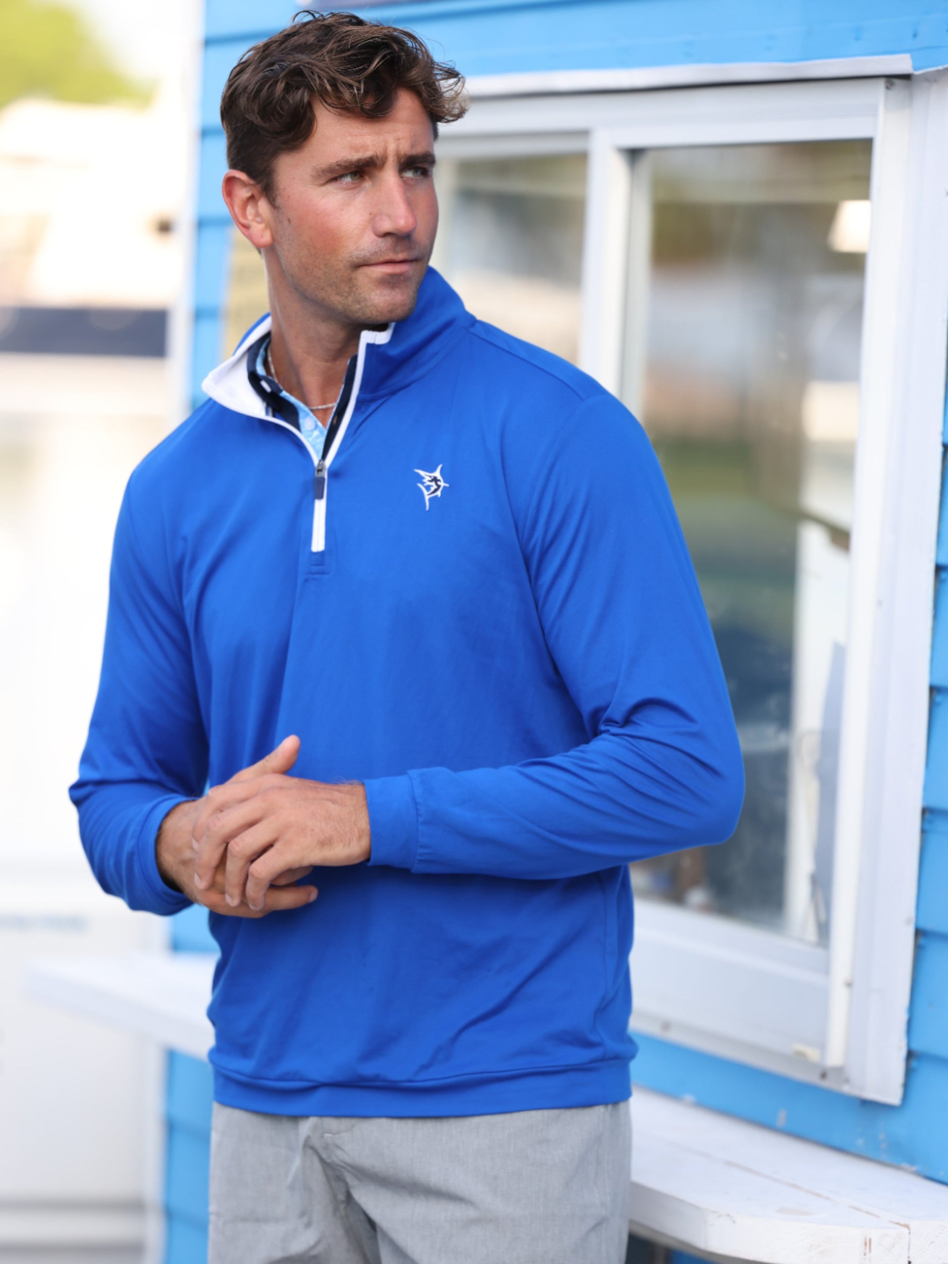 Long Beach Quarter Zip Ultra Soft Lightweight White Water Life
