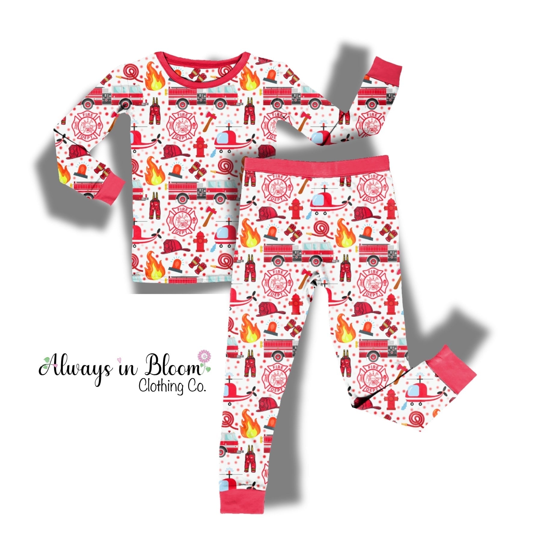 Bamboo 2 Piece Lounge Set - Cute for a Cause - Red Rescue Always In Bloom Clothing Co