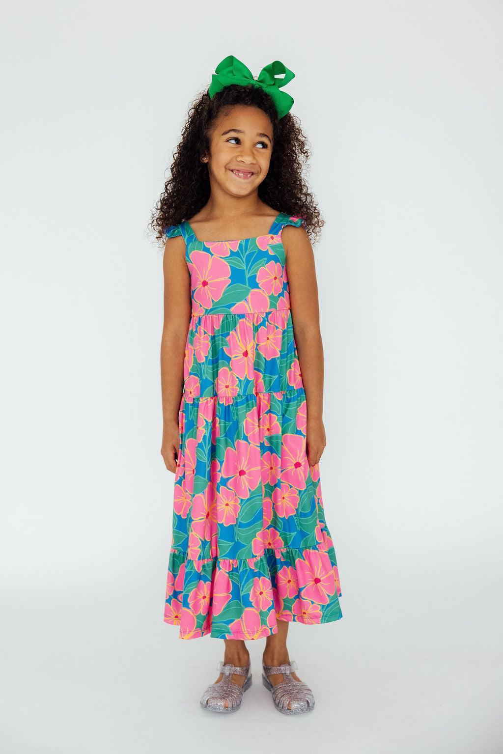 Luau Floral Ruffle Maxi Dress Mila & Rose ®