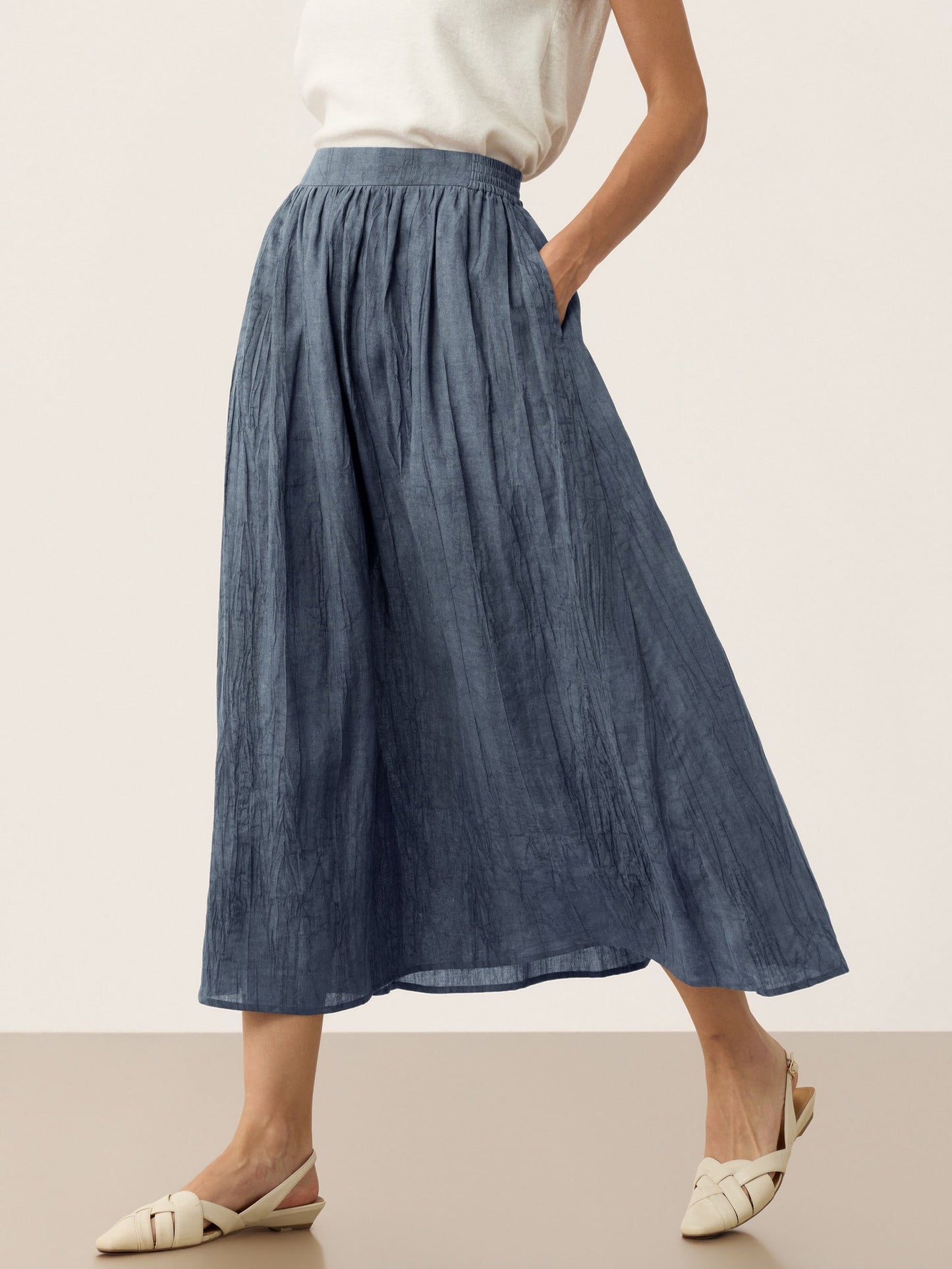 Lyocell Textured Pleated Waist Skirt ROSAMUND LINTICO