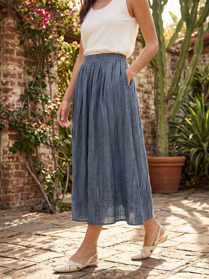 Lyocell Textured Pleated Waist Skirt ROSAMUND LINTICO