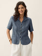 Lyocell Textured Stand Collar Shirt Jacket PHILIPPA LINTICO
