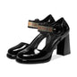 Women's Fashion Thick Heels with Hollow Round Toe