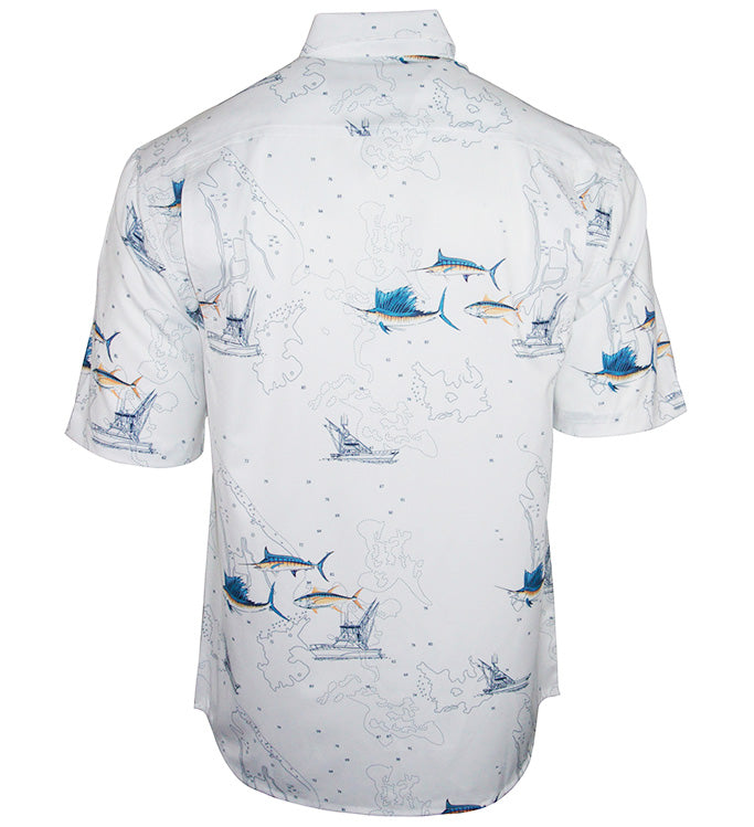 Men's Marine Charts UV Vented Fishing Shirt Hook & Tackle