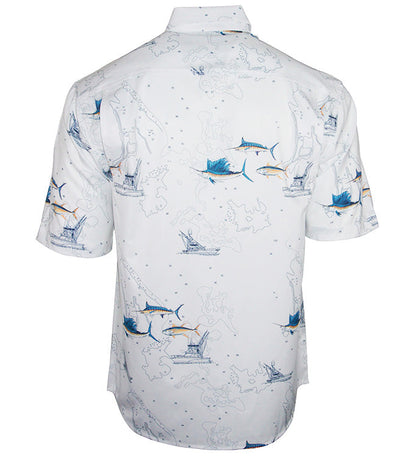 Men's Marine Charts UV Vented Fishing Shirt Hook & Tackle