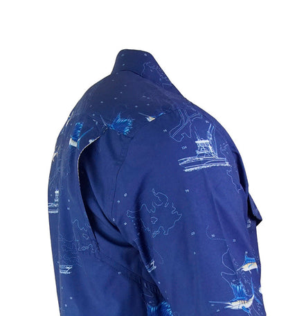 Men's Marine Charts UV Vented Fishing Shirt Hook & Tackle