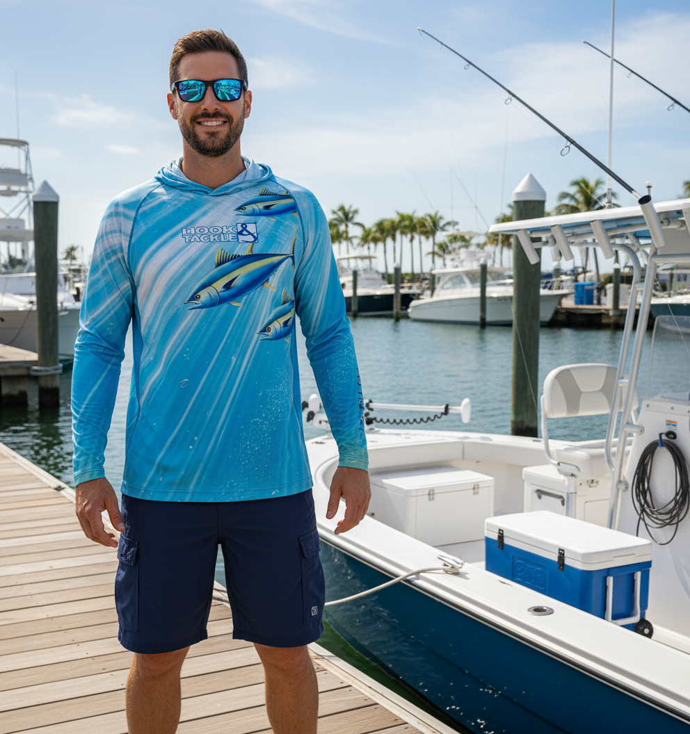 Men's Tuna Abyss UV Fishing Hoodie Gaiter Hook & Tackle