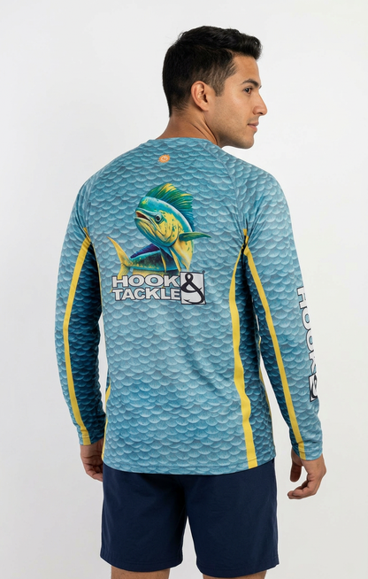 Men's Mahi Scales L/S UV Fishing Shirt Hook & Tackle