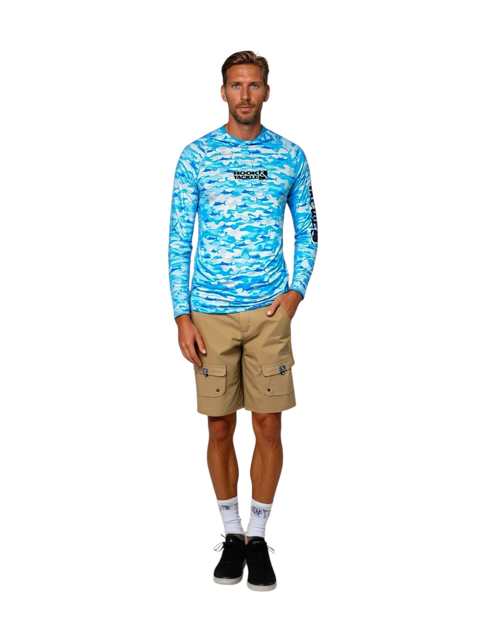 Men's Camo Billfish UV Fishing Hoodie Hook & Tackle