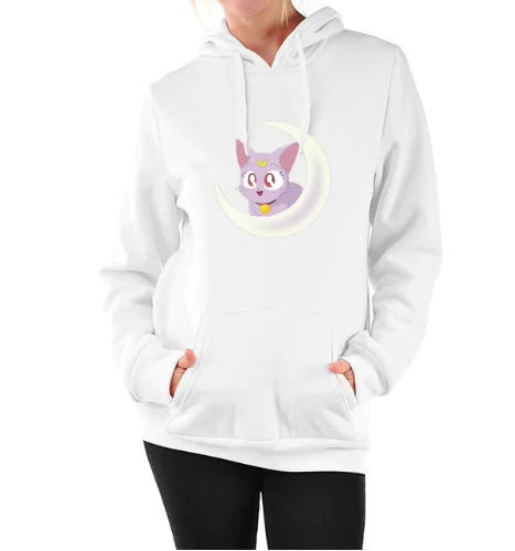 Women's Hooded Sweatshirt with Fleece Cat Design