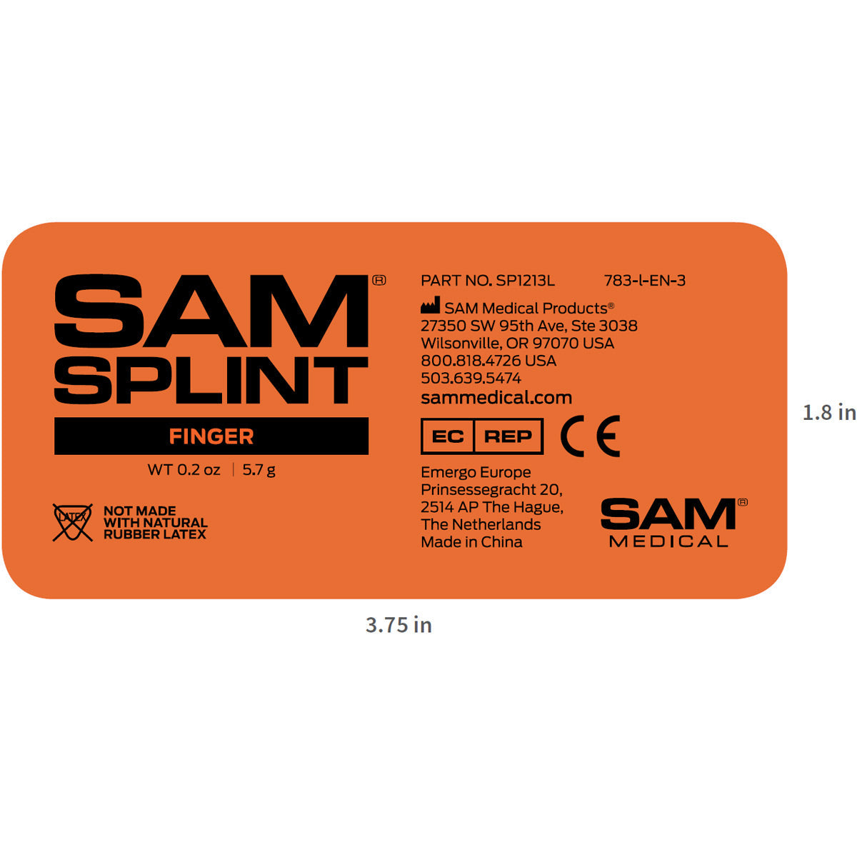 Sam Splint, Reusable - Finger, 10 pack quakekits.com
