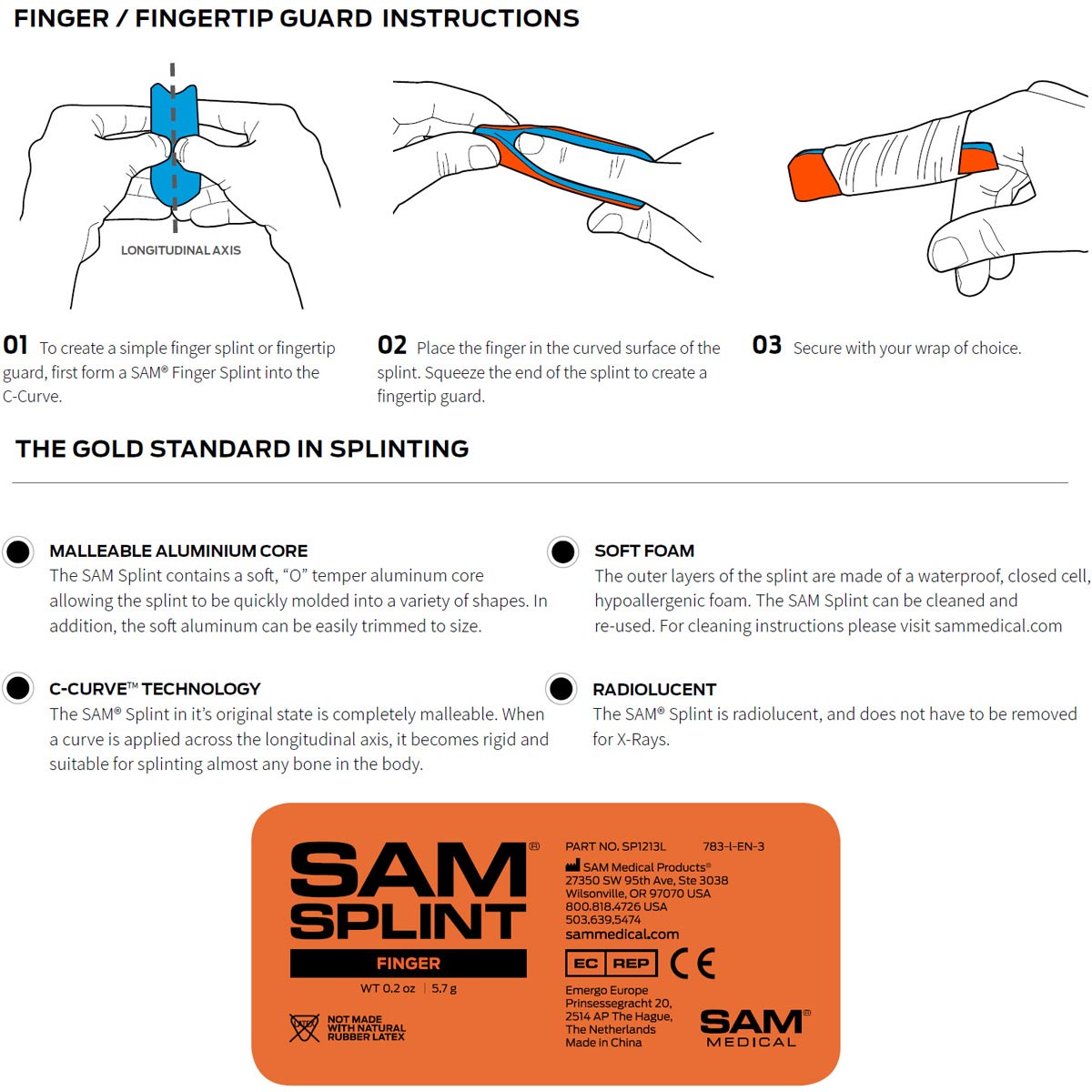 Sam Splint, Reusable - Finger, 10 pack quakekits.com