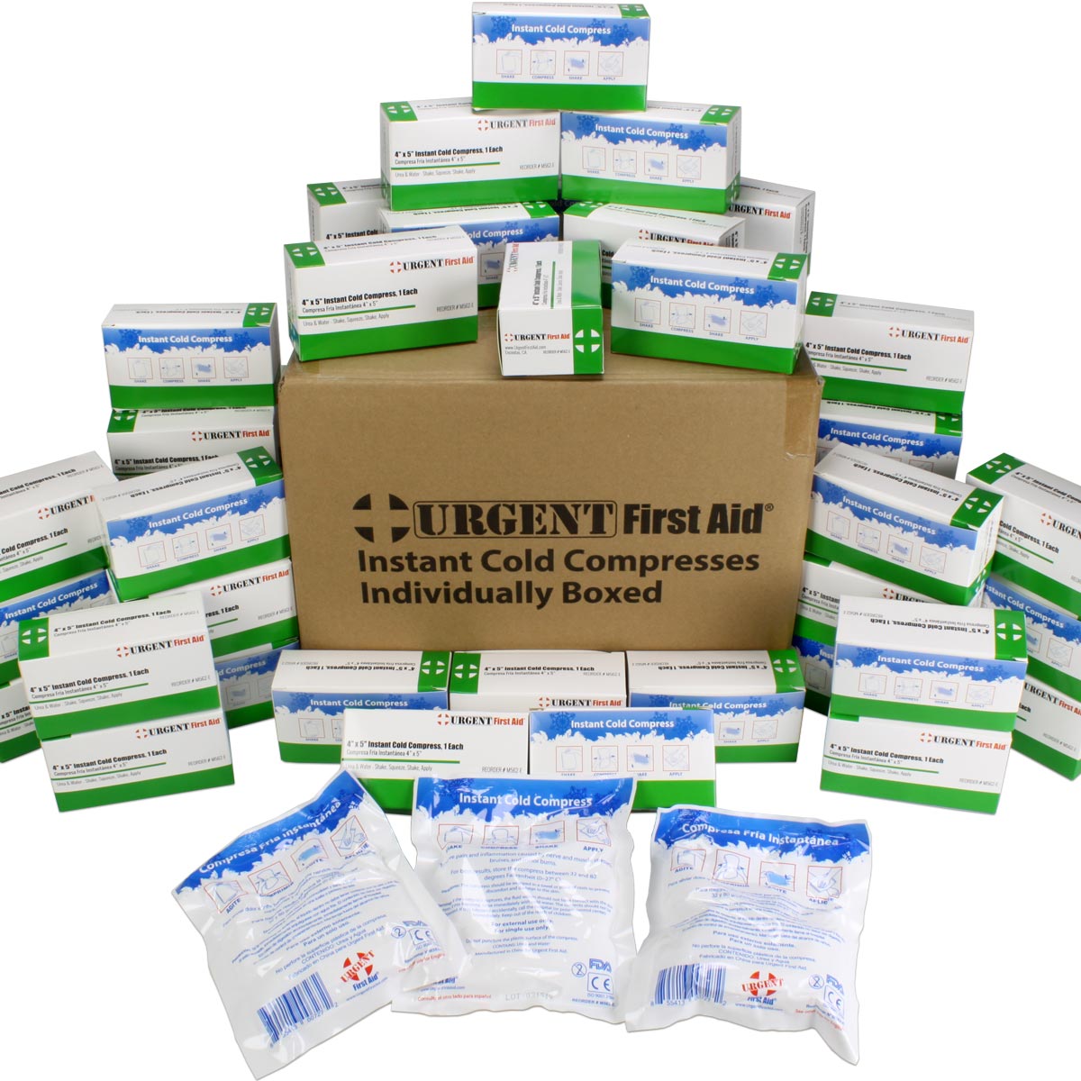 Instant Cold Compress, Boxed 4"x5" - 50 Per Case quakekits.com