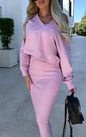 Women's V-neck Vest Sweater & Skirt Set
